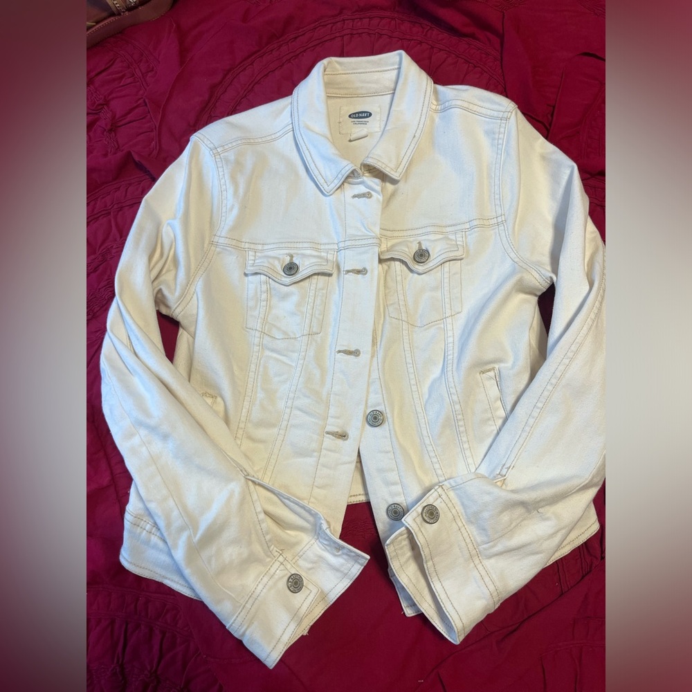 Medium Old Navy White Denim Jacket
